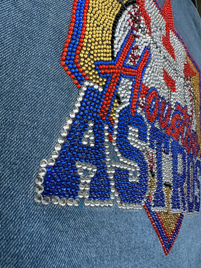 Astros Rhinestone Jean Jacket: Bling Denim Baseball Jacket - Etsy