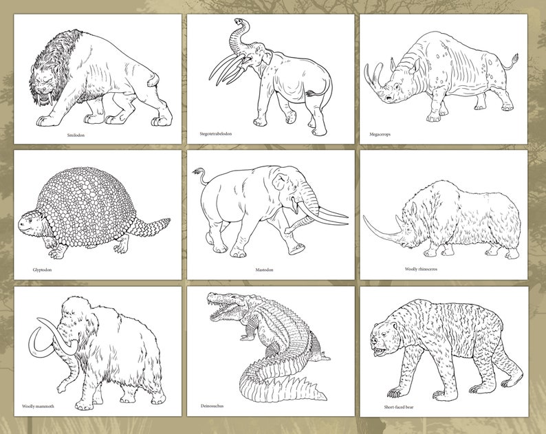 Prehistoric Animals for Kids and Adults. 40 Coloring Pages With Animals