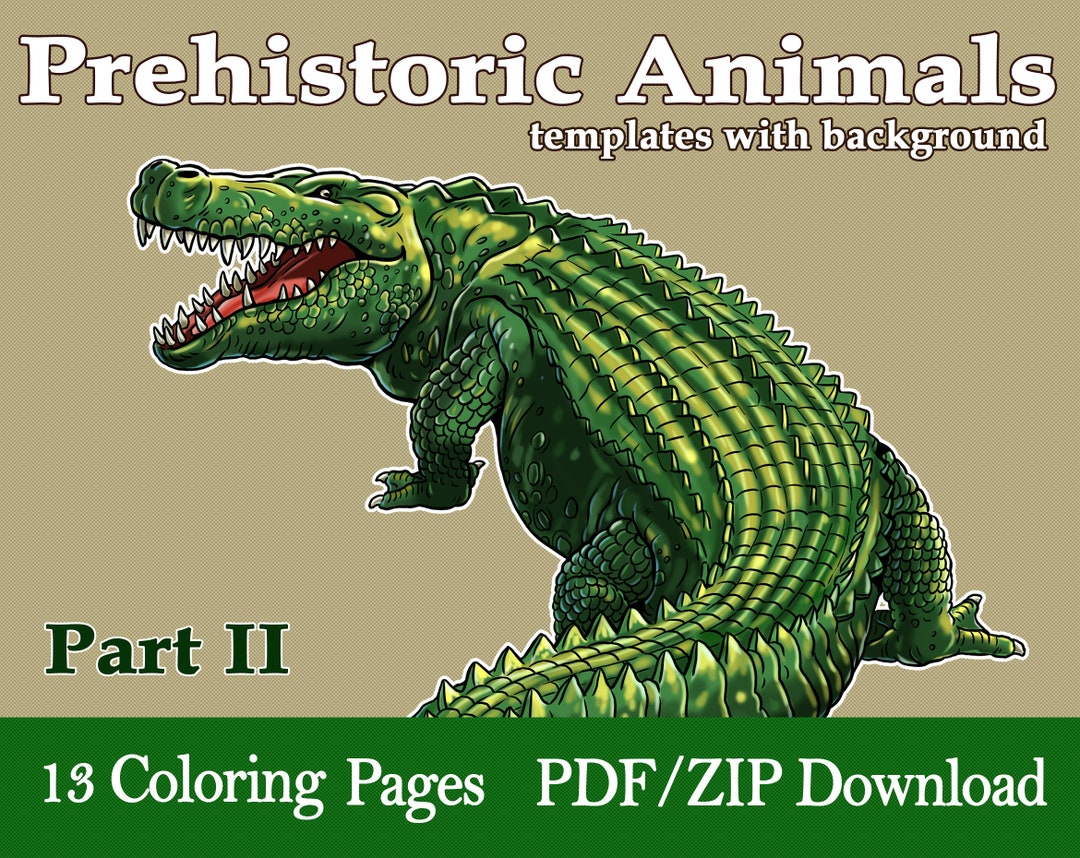Prehistoric Animals for Kids and Adults. 13 Coloring Pages with animals ...
