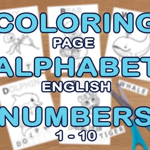 Animales ABC - alfabeto para niños. Colorea animales y aprende letras y números del 1 al 10. Libro para colorear ABC preescolar.