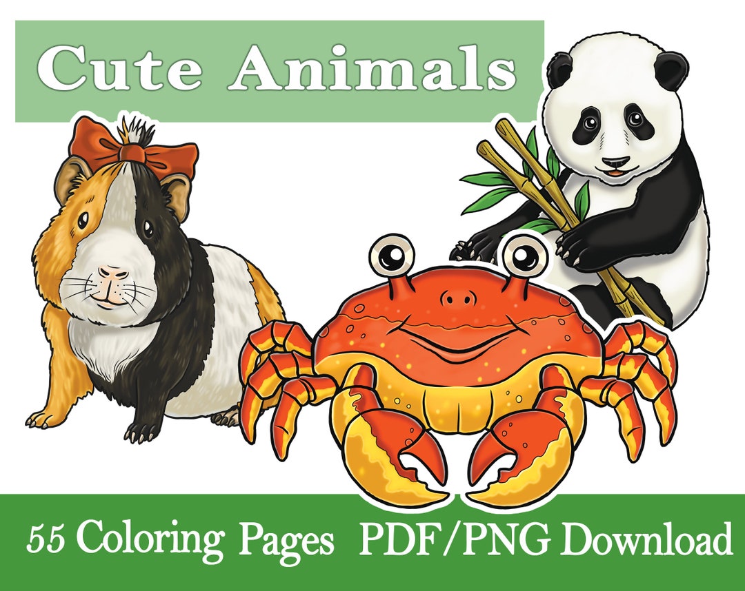 Coloring Book for Kids: Cute Animals. 40 Digital Coloring Pages ...