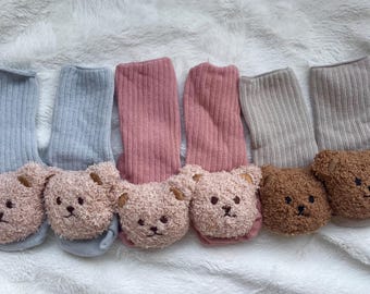 Cotton Bear Baby Socks: Soft Anti-Slip Newborn Toddler Socks
