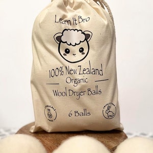 Wool Dryer Balls - 100% New Zealand Organic Wool - Chemical And Cruelty Free - Reusable & Reduces Clothing Wrinkles (Pack of 6)