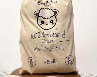 Wool Dryer Balls - 100% New Zealand Organic Wool - Chemical And Cruelty Free - Reusable & Reduces Clothing Wrinkles (Pack of 6)