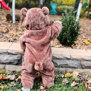 Comfy Bear Shaped Polar Fleece Hooded Romper For Newborn And Toddlers