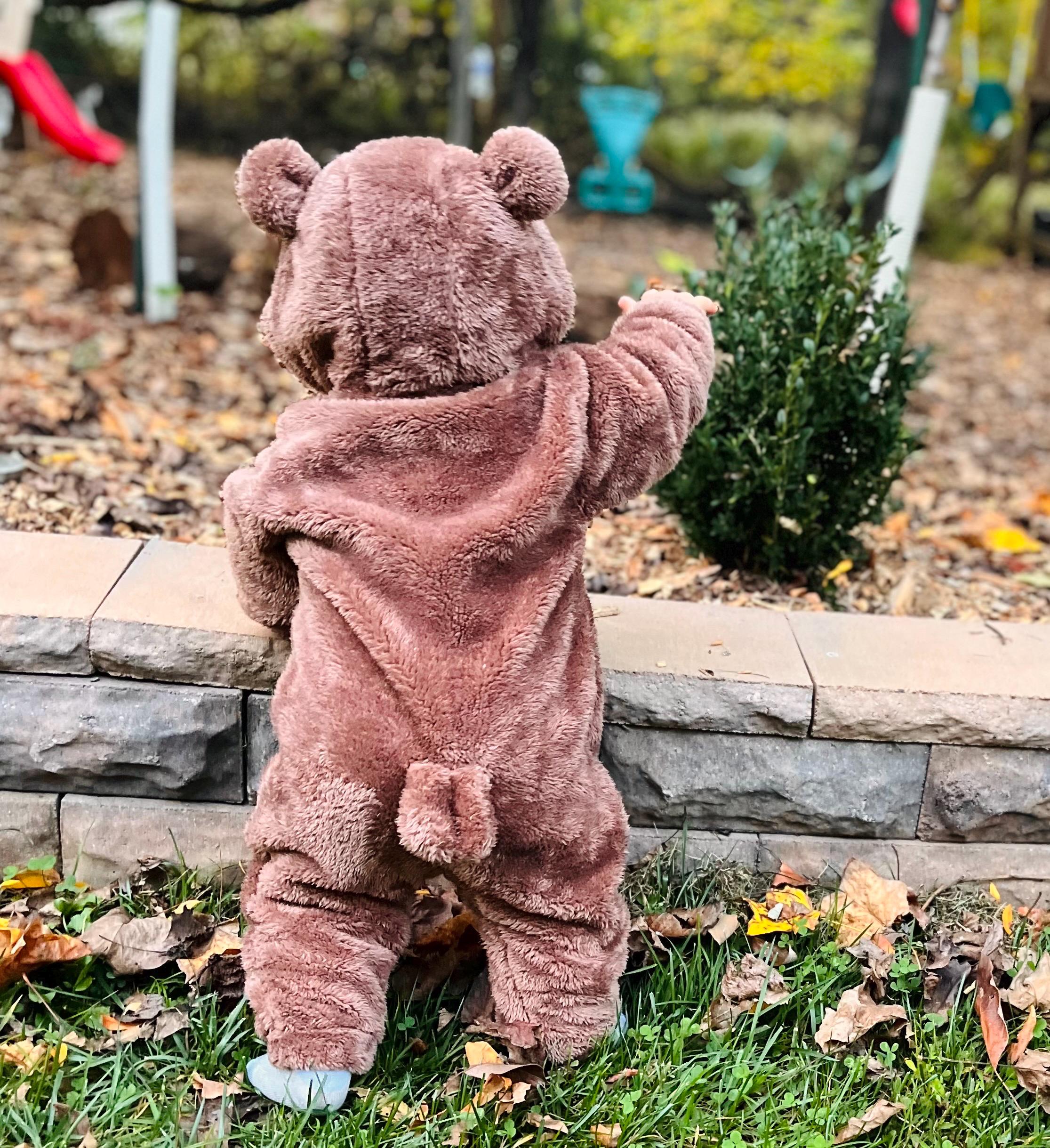 Comfy Bear Shaped Polar Fleece Hooded Romper For Newborn And Toddlers