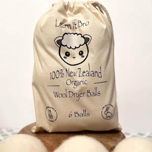 Boules de séchage en laine : 100 % laine de Nouvelle-Zélande, sans produits chimiques, lot de 6 image 1