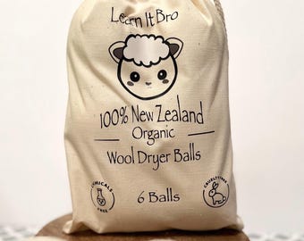 Wool Dryer Balls: 100% New Zealand Wool, Chemical-Free, Pack of 6