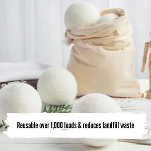 Boules de séchage en laine : 100 % laine de Nouvelle-Zélande, sans produits chimiques, lot de 6 image 2