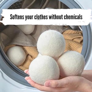 Boules de séchage en laine : 100 % laine de Nouvelle-Zélande, sans produits chimiques, lot de 6 image 4