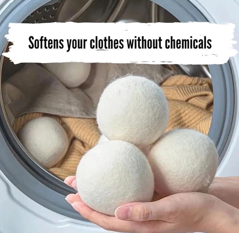 Boules de séchage en laine : 100 % laine de Nouvelle-Zélande, sans produits chimiques, lot de 6 image 4