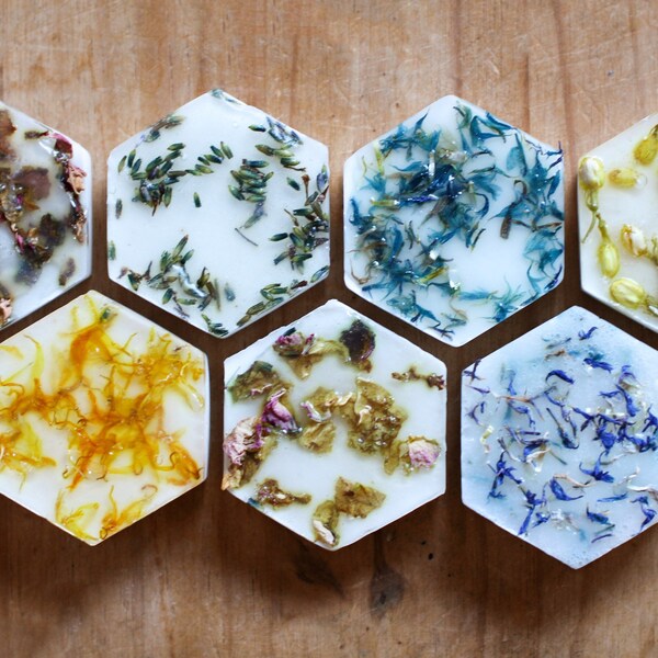Handmade Hexagon Soap Bars with Botanicals