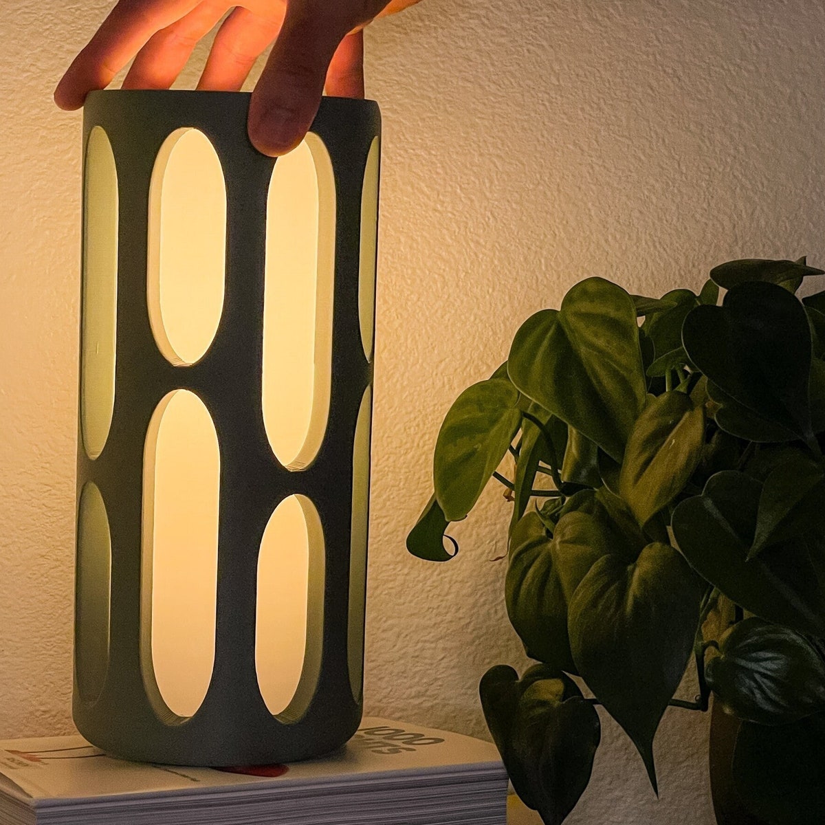 Olive Amoeba Table Lamp With Warm LED Bulb - Etsy
