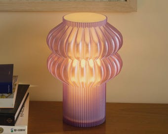Sculptural Table Lamp in Lavender, Warm Dimmable Bedside Lamp, Modern Nightstand Light, Oppi