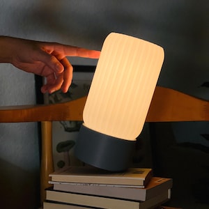 The Barrel with Milk Shade - Dimmable Table Lamp with Warm LED Bulb