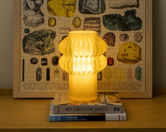 Sculptural Table Lamp in Honey, Warm Dimmable Bedside Lamp, Modern Nightstand Light, Oppi