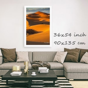 Sunset in the Sahara Desert, Sand waves, Dunes, Landscape Panorama, Morocco, Africa, Metal, Acrylic, Canvas Frame, Wall Art, Wall Decor