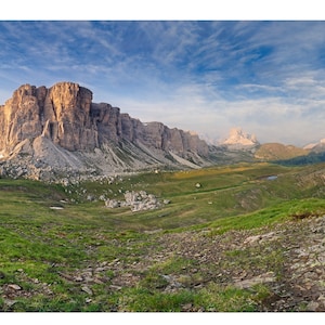 Mountain plain, Dolomites, Alps Panorama, High Peaks Landscape, Blue Sky, Forcella di Giau, Italy - FineArtPrint/Metal/Acrylic/Canvas Frame