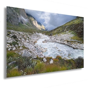 Alakananda River, Glacier Valley, Cream Cold Water, Himalayas, India, Landscape Art  - Fine art print, Canvas, Acrylic, MetalAlu, Wall Decor