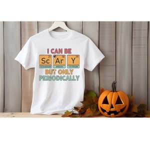 Periodic table science scary teacher t-shirt Halloween funny