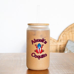 Coquito custom personalized beer can glass Puerto Rican Coqui Boricua