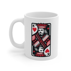 King of Hearts Coffee Mug - Playing Card Lover&#39;s Cup, Poker Themed Drinkware