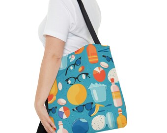 Blue Beach Summer Vibes Tote Bag | Custom Design