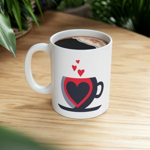 Coffee Love Ceramic Mug, Coffee lover mug, Illustration mug, Designer mug, Work mug, Creative mug, Coffee mug, Gradient mug, Gift mug