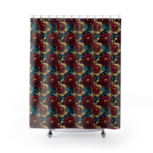 The Red Blooming Flowers Shower Curtain
