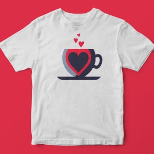 Coffee Love T-Shirt: Heart Coffee Cup Graphic Tee