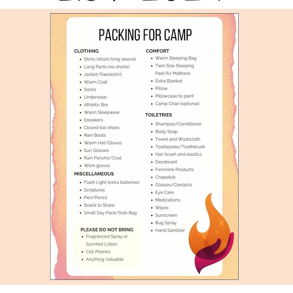 Girls Camp Packing List 2024