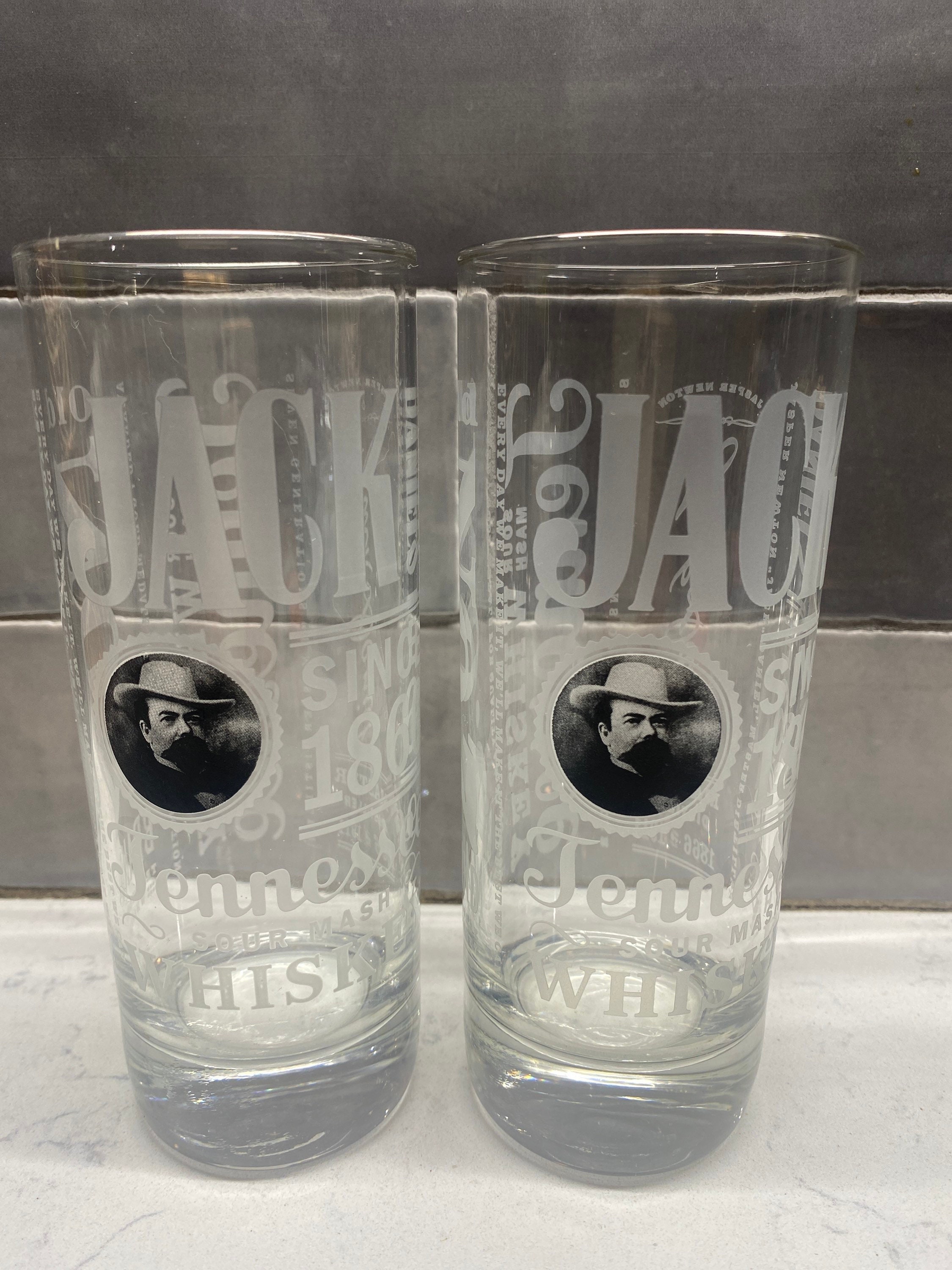 Set Of 4-JACK DANIELS Old #7 Tom Collins Glasses-Winter Snowflake  Pattern-Nice!