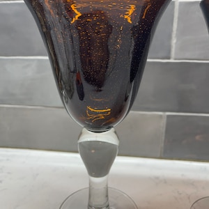 Artland Brown/Amber Bubble Glass Wine Goblets