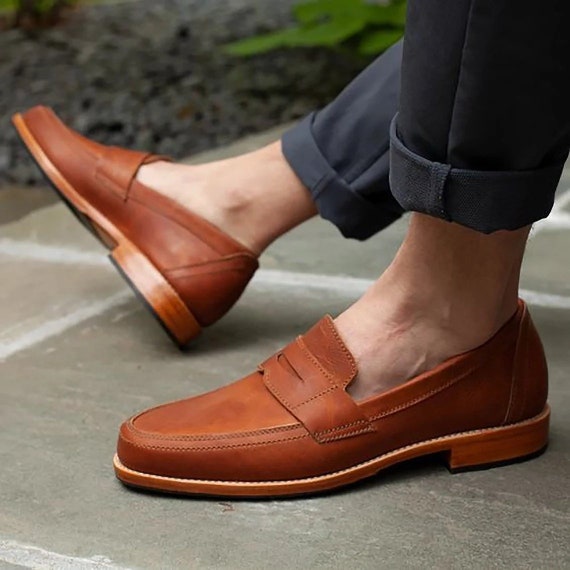 Handmade Leather Loafers Men's Loafers Leather Slip-ons Etsy
