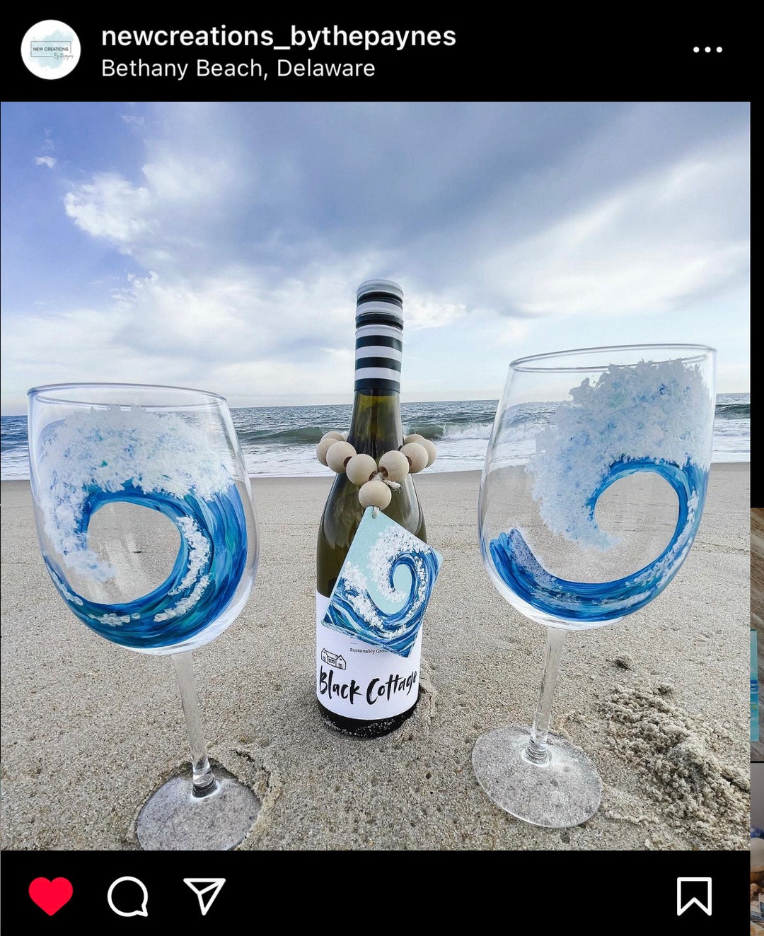 Hand Painted Ocean Wave Wine Glasses Etsy