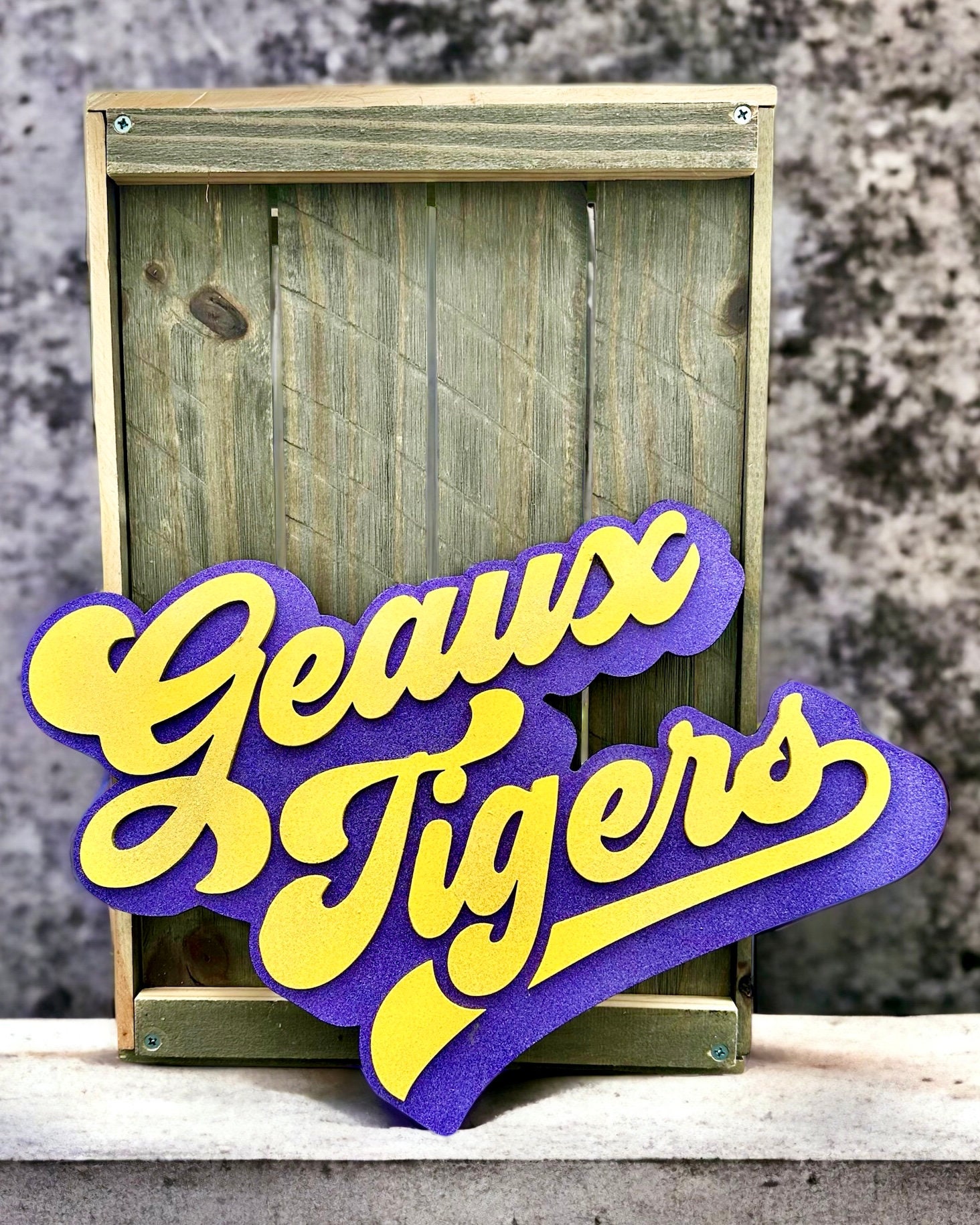 LSU Tigers Handmade, Wood Wall Art Geaux Tigers National Champions