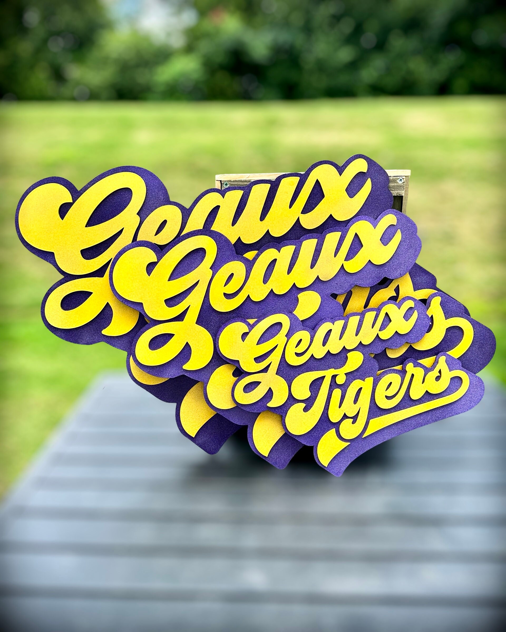 LSU Tigers Handmade, Wood Wall Art Geaux Tigers National Champions