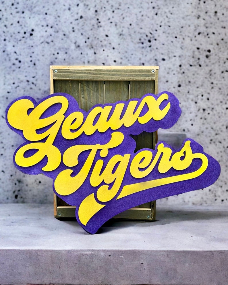 LSU Tigers Handmade, Wood Wall Art Geaux Tigers National Champions