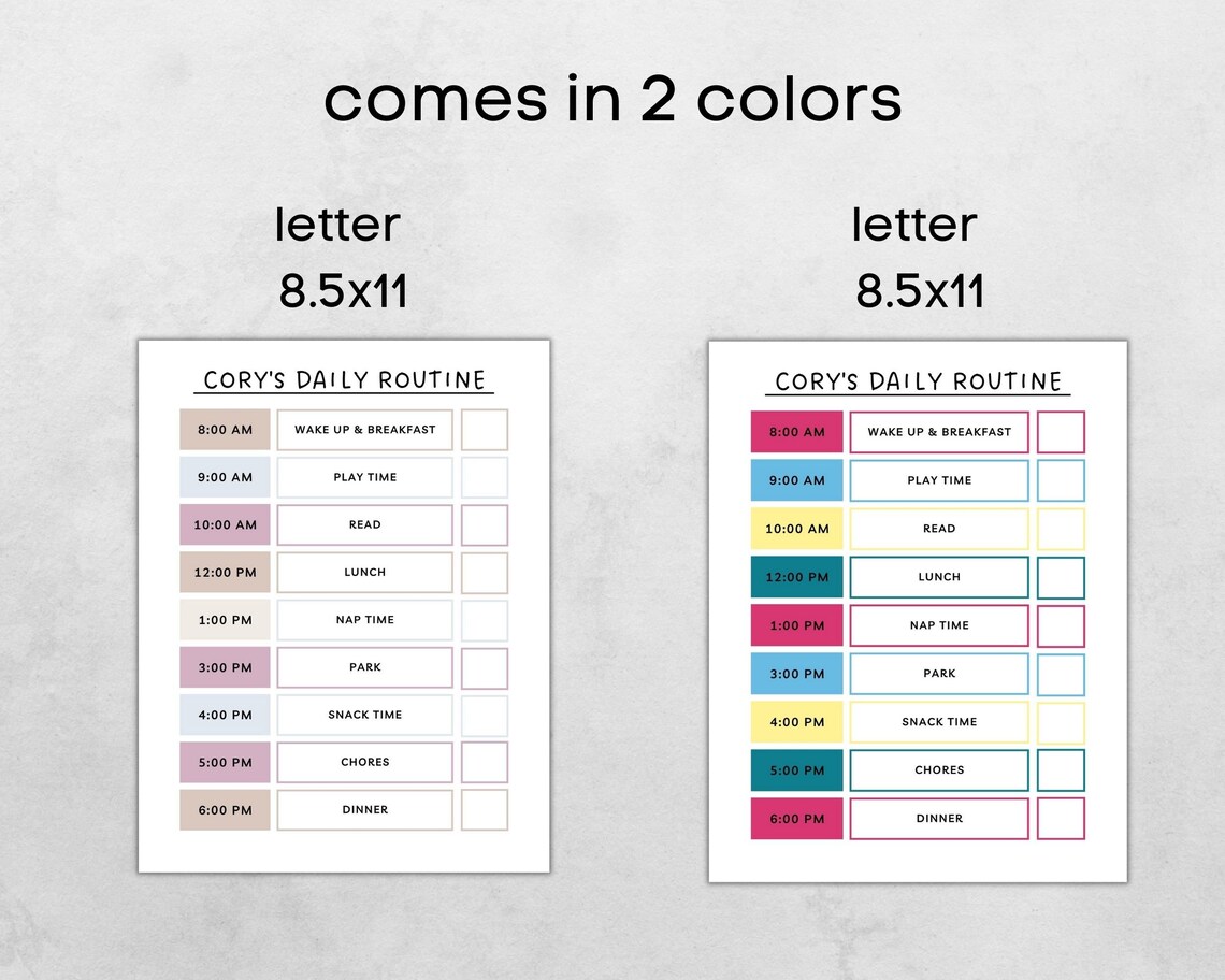 Kid's Daily Routine Schedule Printable PDF, Chore Chart for Kids, Kids ...