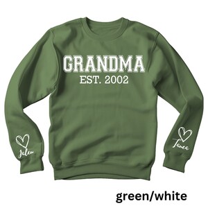 Personalized GRANDMA Sweatshirt with grandkids names on Sleeve, Mothers Day Gift, Birthday Gift for grandma, New grandma gift,