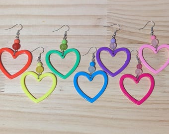 Holle hartoorbellen neon: heldere statement-hangers - Retro Rave Y2K Pop Jewelry