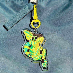 Chameleon Keychain Gifts For Reptile Lovers! Cute Unique Double-Sided Acrylic Charm for Exotic Pet Lovers