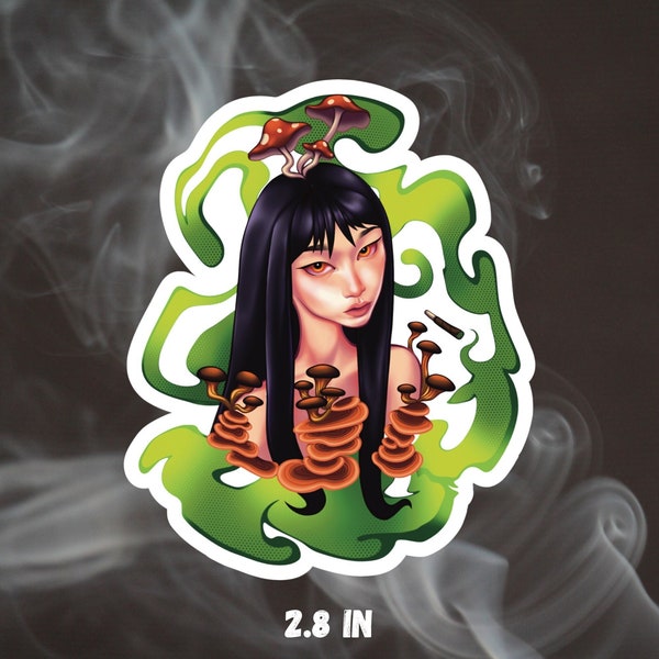 Trippy Mushroom Weed Stickers - Psychedelic Gifts for Stoners, Adult Smoking Girls, 420 Decor for Water Bottles, Laptops, Journals, and more