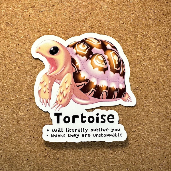 Funny Tortoise Sticker Vinyl Decal, Turtle Lover Sticker, Unique Exotic Pet Gifts