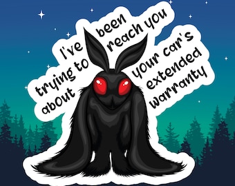 Mothman Funny Sticker / Unique Cryptid Creatures / Waterproof Laptop Hydro Flask Vinyl Decal / Cryptids / Cars Extended Warranty