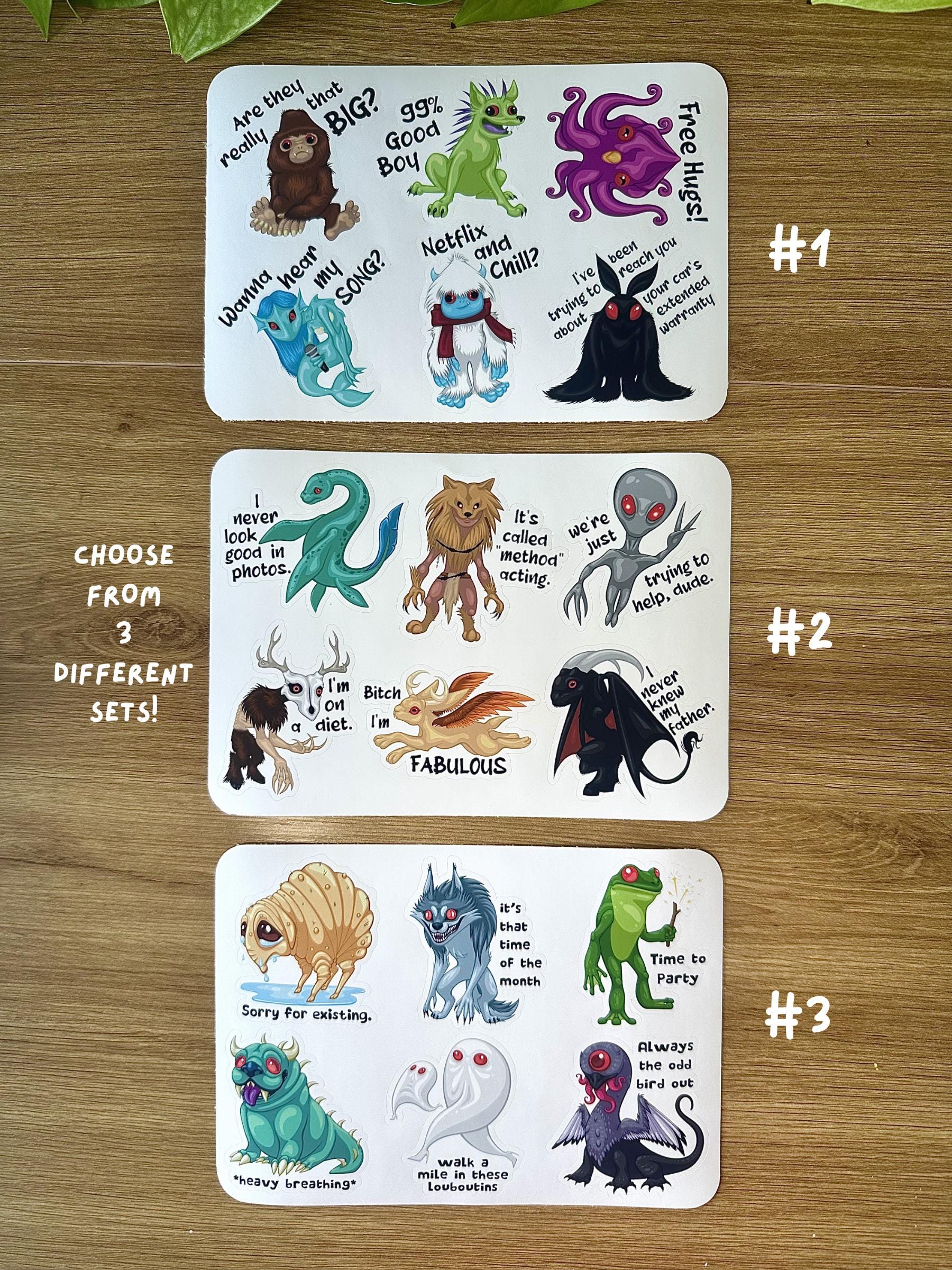Misunderstood Cryptids Mini Sticker Sheets / Funny Cryptid Stickers ...