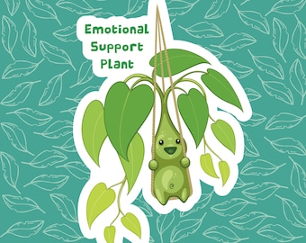 Sticker pothos néon rigolo : Sticker plante soutien émotionnel