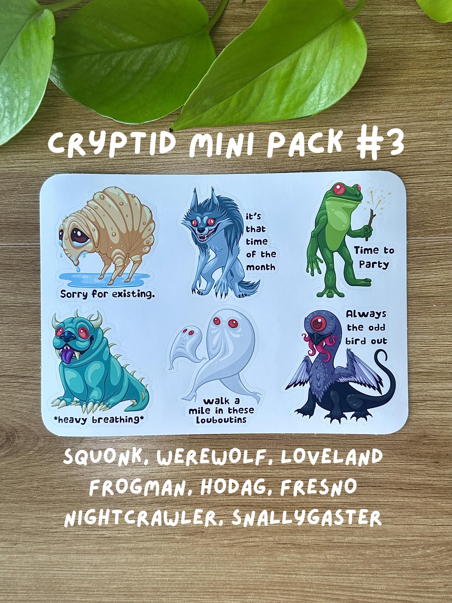 Misunderstood Cryptids Mini Sticker Sheets / Funny Cryptid Stickers ...