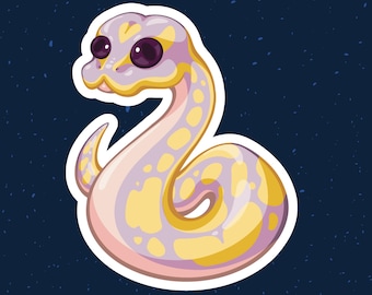 Banana Ball Python Sticker / Derpy Cute Animal Stickers / Water bottle Vinyl Decals for Reptile Lovers / Waterproof Laptop Stickers
