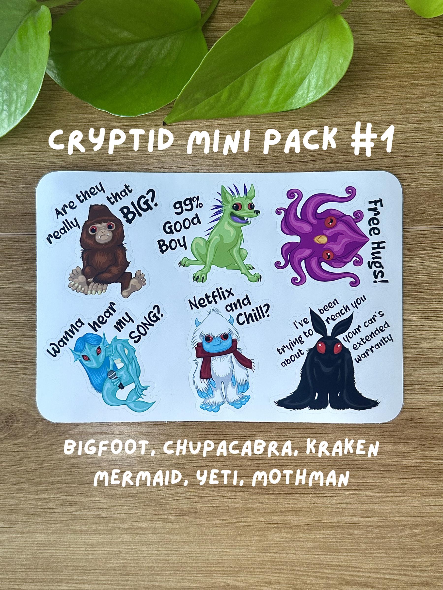 Misunderstood Cryptids Mini Sticker Sheets / Funny Cryptid Stickers ...
